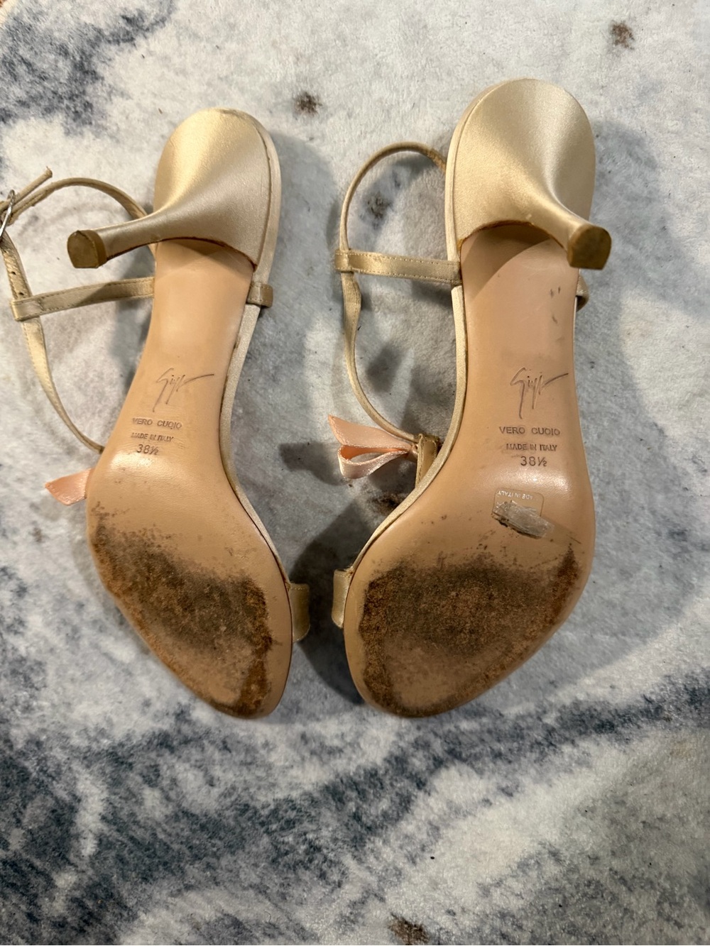 Giuseppe Zanotti Design T-Strap Satin & Leather Heels - Picture 5 of 8